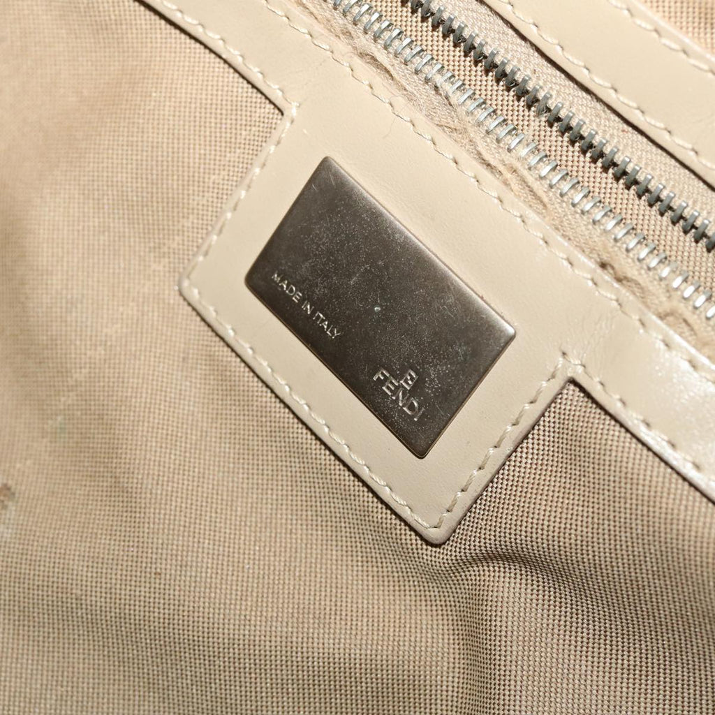 FENDI Zucchino Canvas Mamma Baguette Hand Bag Leather Beige 45281