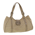 FENDI Zucchino Canvas Mamma Baguette Hand Bag Leather Beige 45281