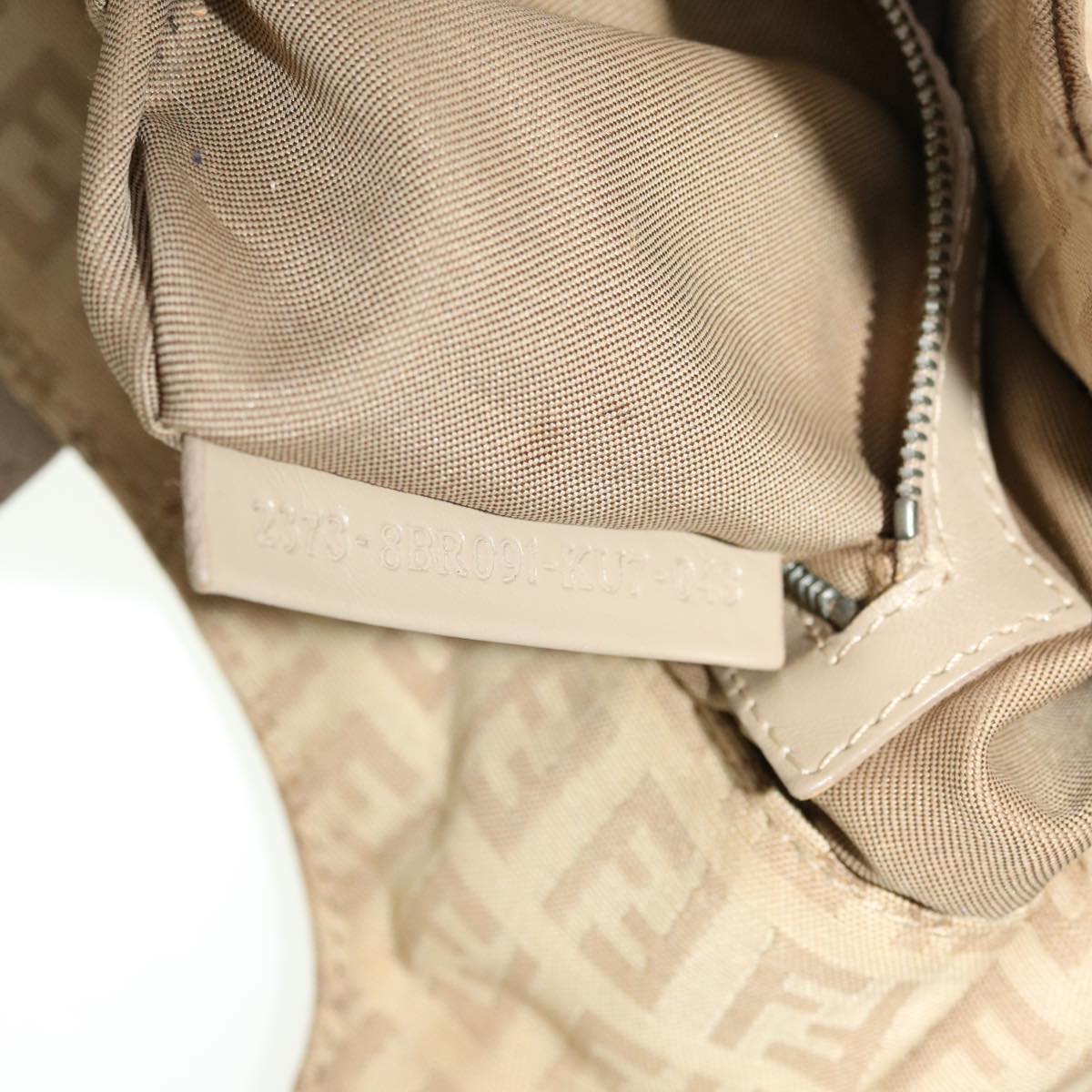 FENDI Zucchino Canvas Mamma Baguette Hand Bag Leather Beige 45281