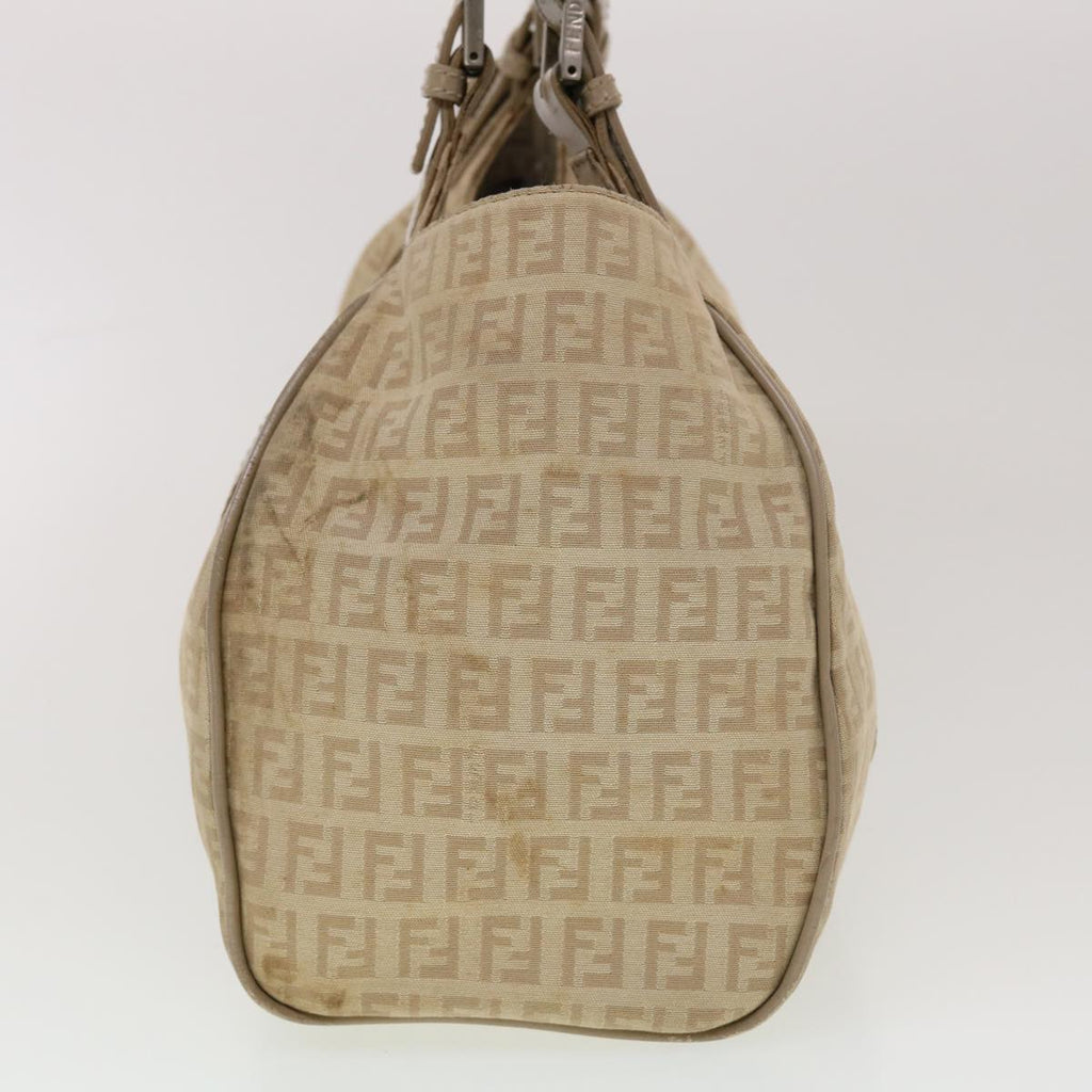 FENDI Zucchino Canvas Mamma Baguette Hand Bag Leather Beige 45281