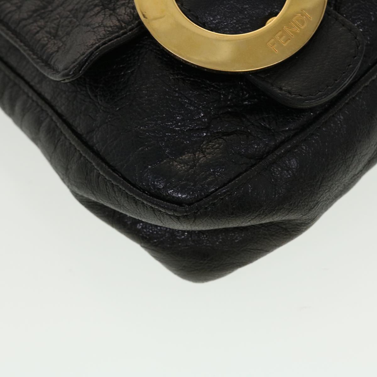 FENDI Shoulder Bag Leather Black 45283