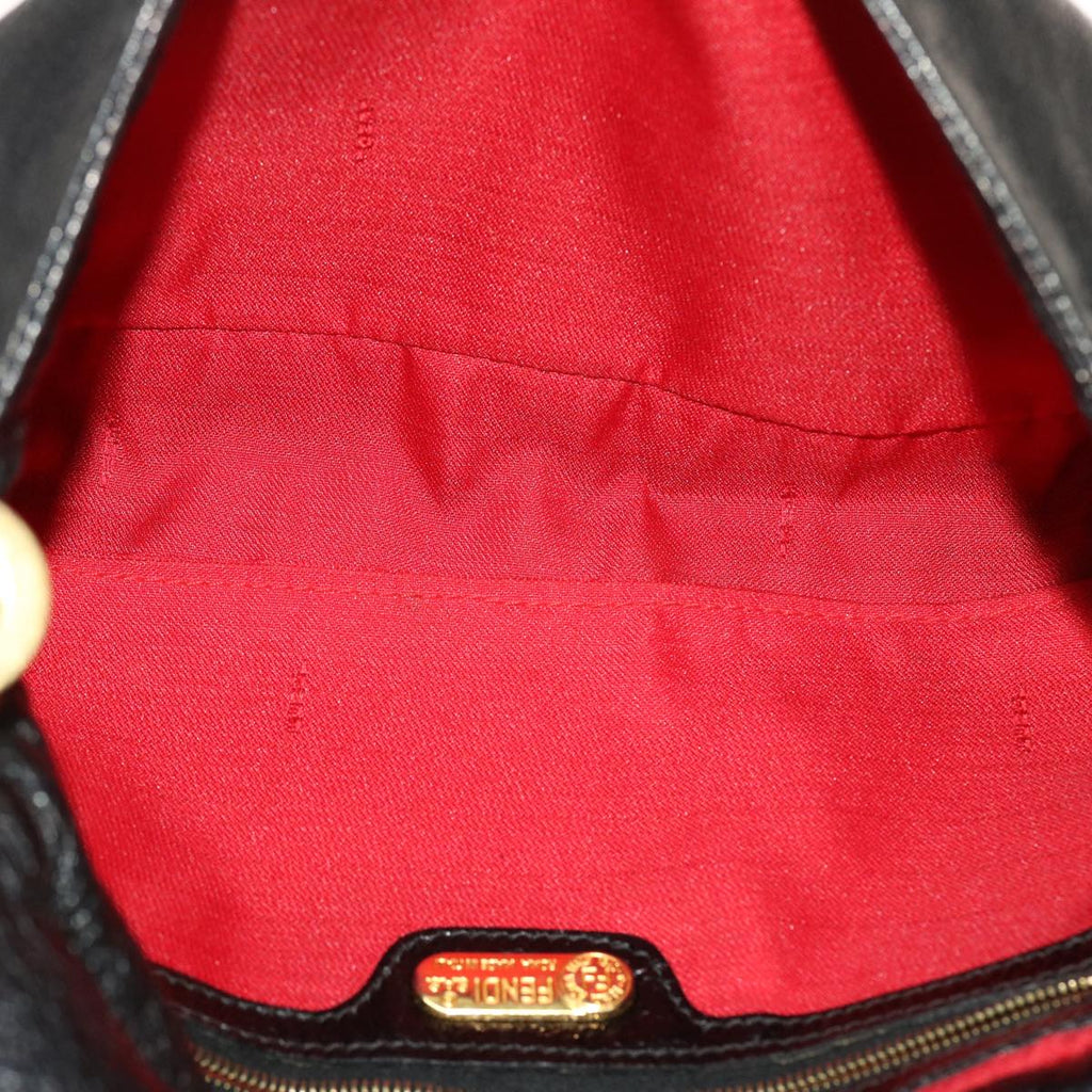 FENDI Shoulder Bag Leather Black 45283