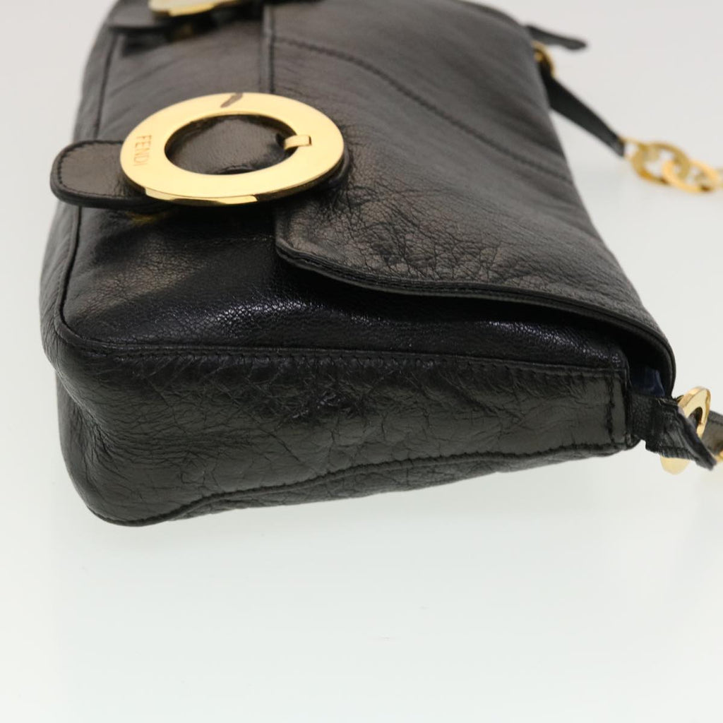 FENDI Shoulder Bag Leather Black 45283
