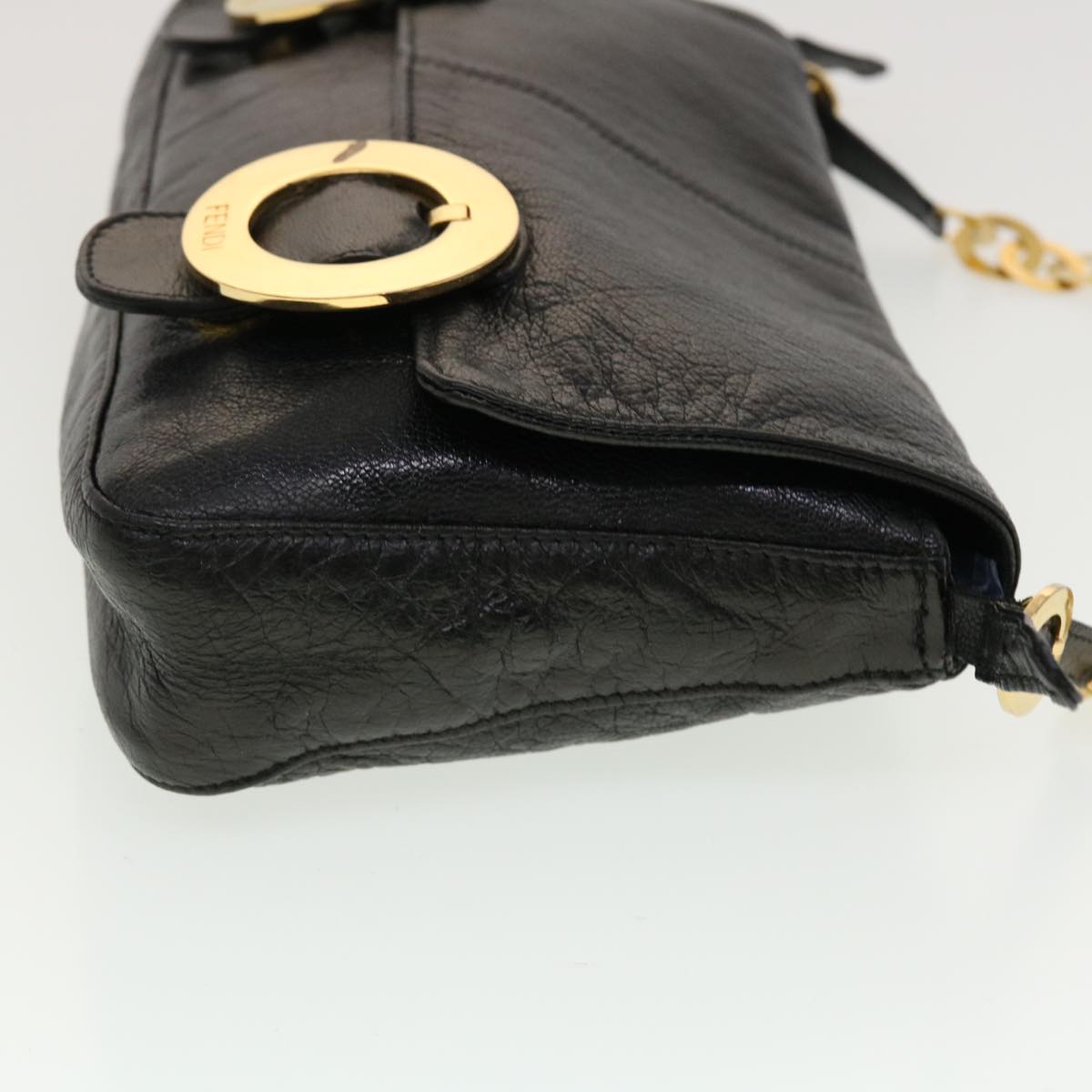 FENDI Shoulder Bag Leather Black 45283