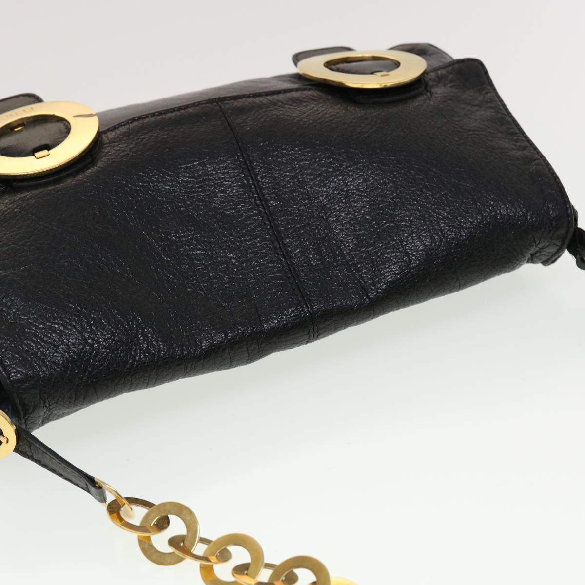 FENDI Shoulder Bag Leather Black 45283