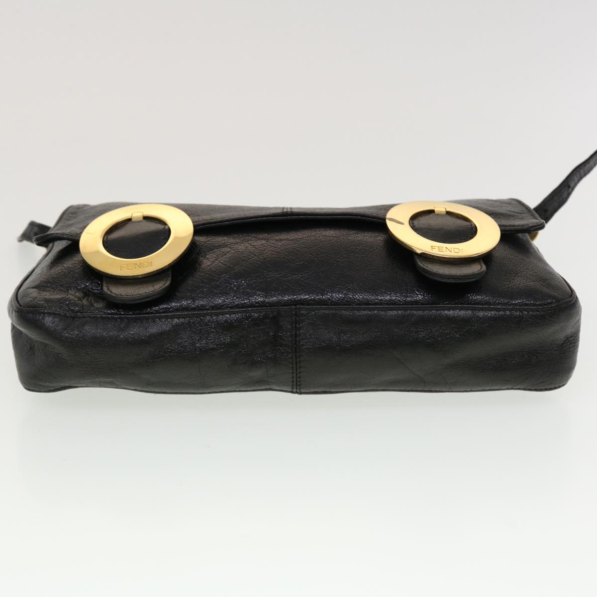 FENDI Shoulder Bag Leather Black 45283