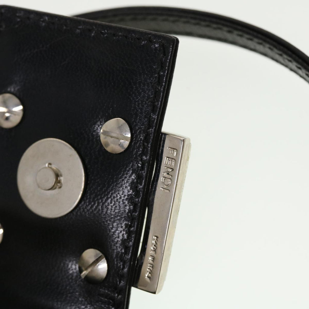 FENDI Mini Mamma Baguette Pouch Nylon Leather Black 45284