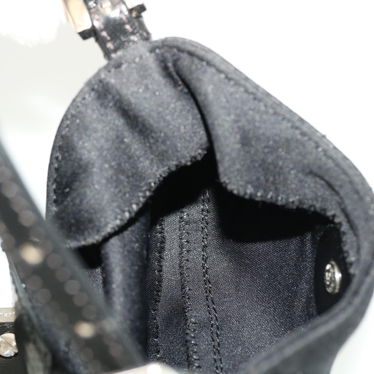 FENDI Mini Mamma Baguette Pouch Nylon Leather Black 45284