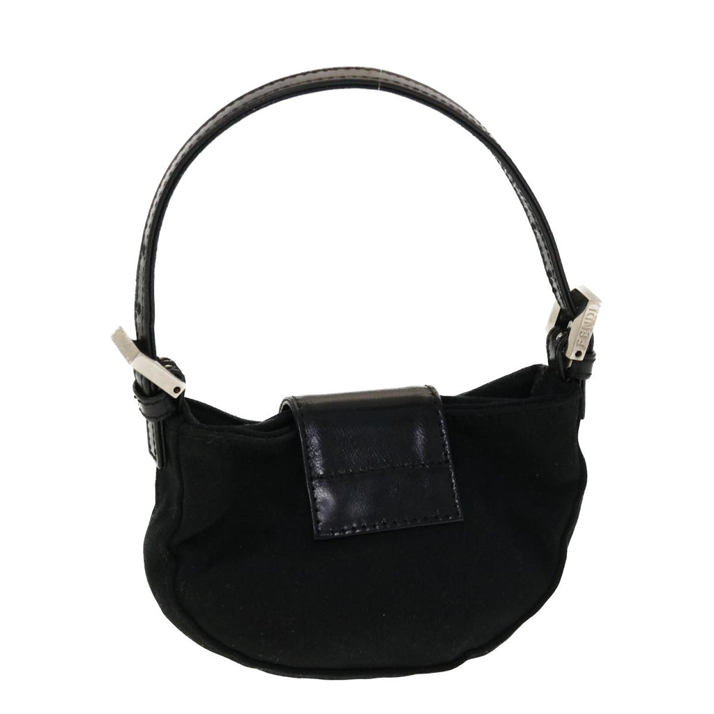 FENDI Mini Mamma Baguette Pouch Nylon Leather Black 45284