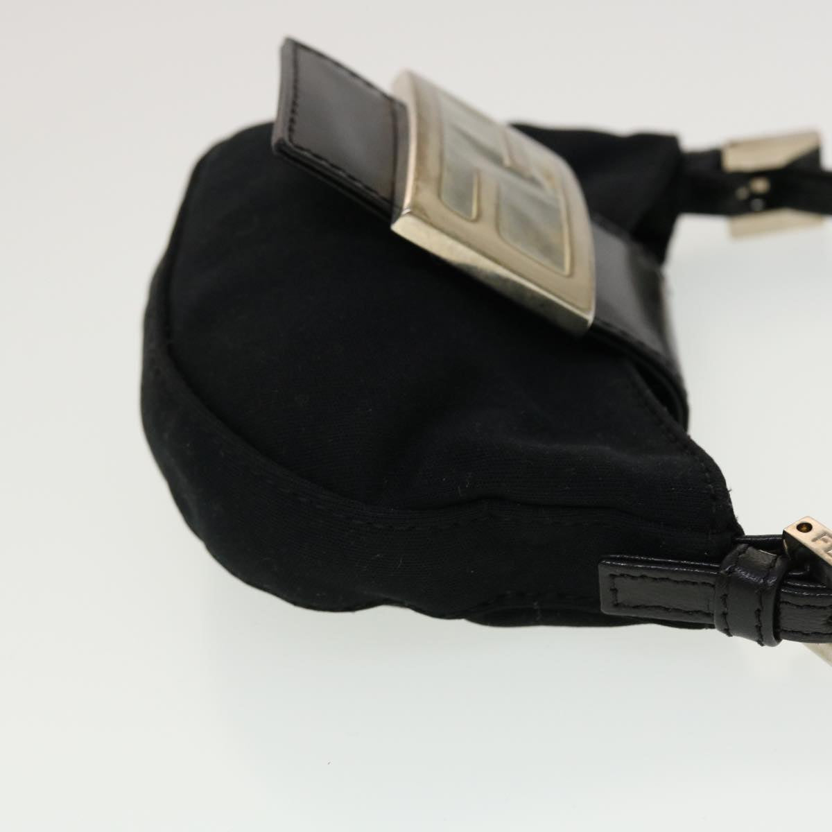 FENDI Mini Mamma Baguette Pouch Nylon Leather Black 45284