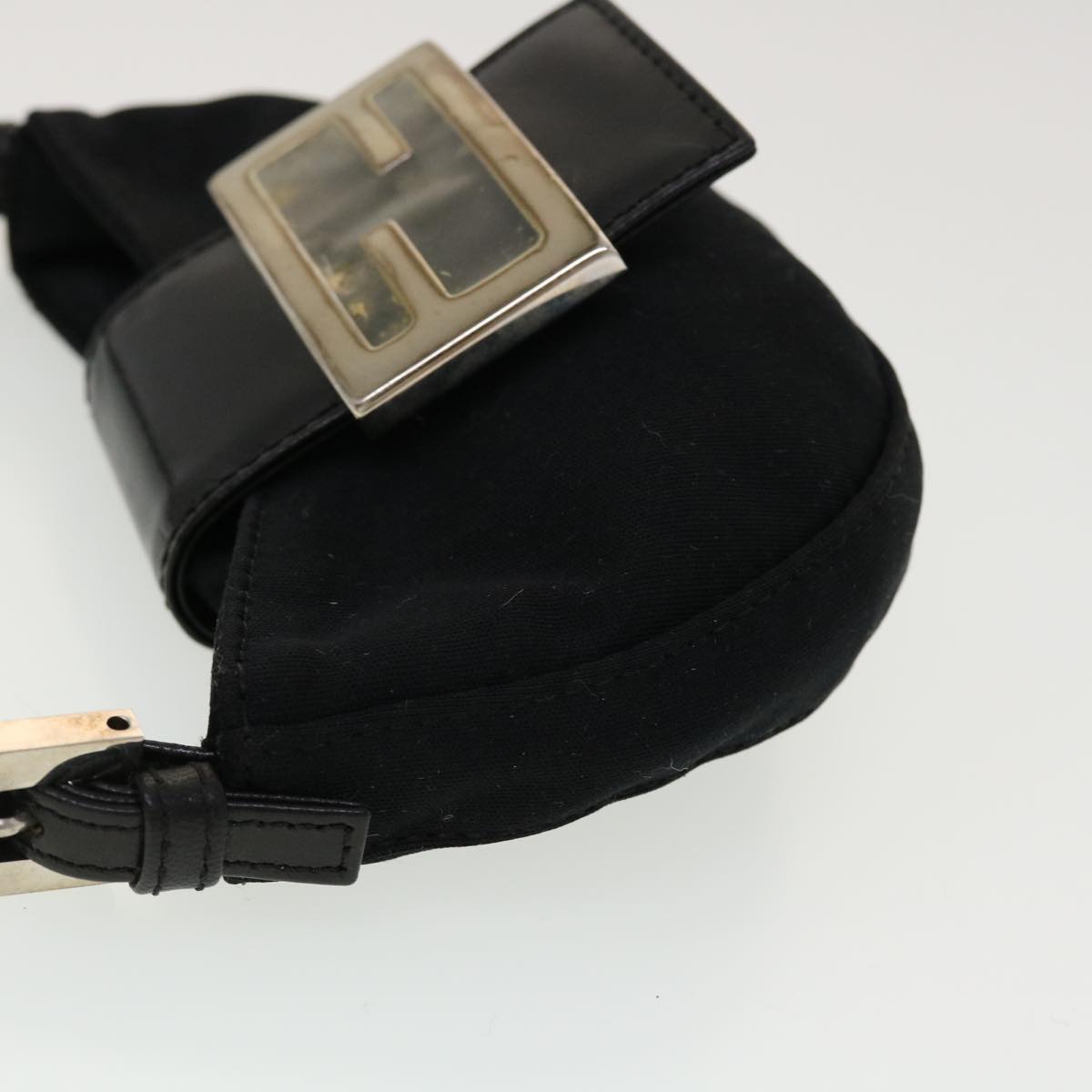 FENDI Mini Mamma Baguette Pouch Nylon Leather Black 45284