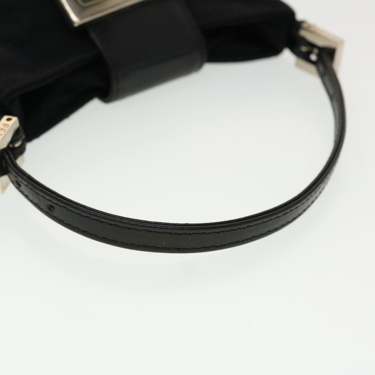 FENDI Mini Mamma Baguette Pouch Nylon Leather Black 45284