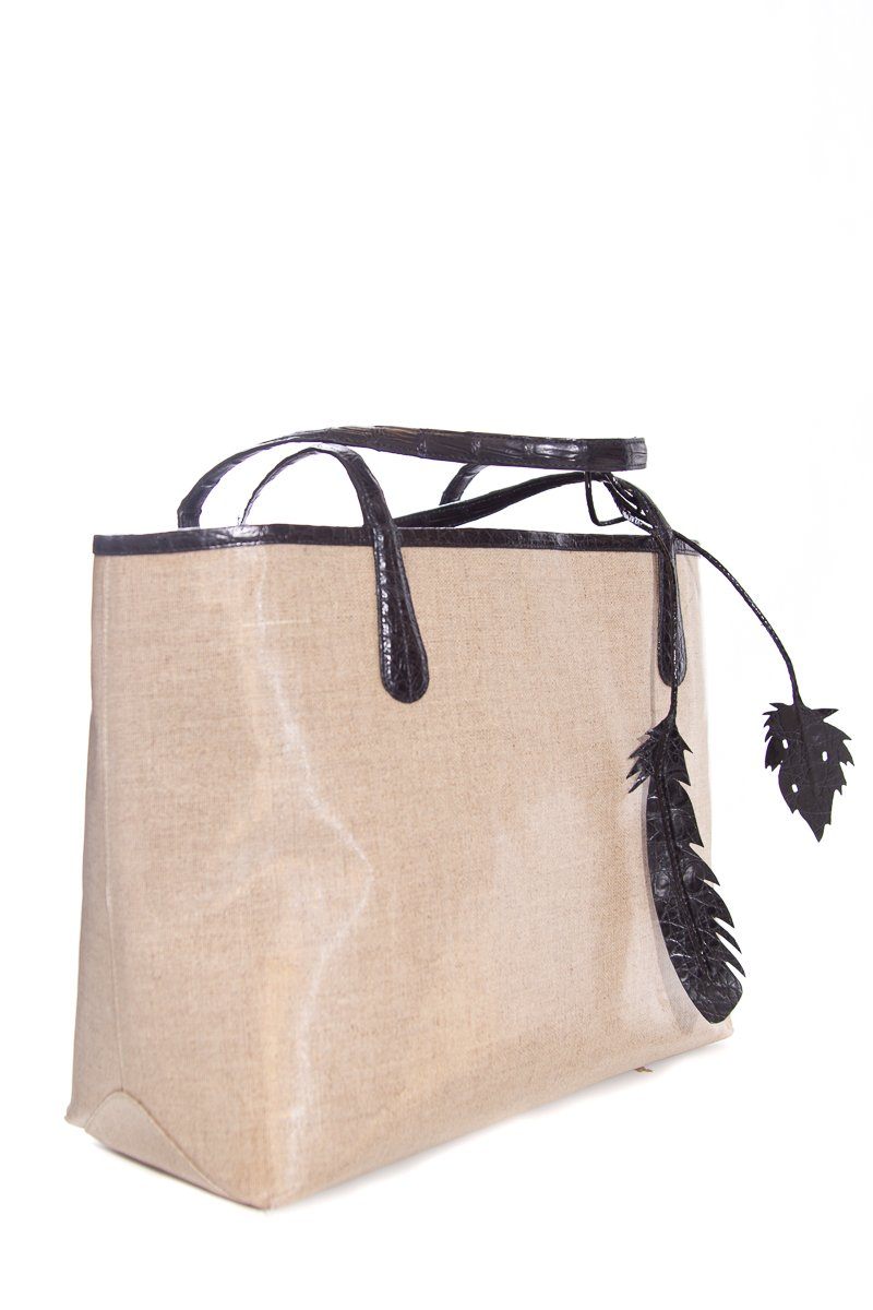 Nancy Gonzalez Crocodile-Accented Coated Canvas Tote