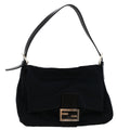 FENDI Mamma Baguette Shoulder Bag Nylon Black 45607
