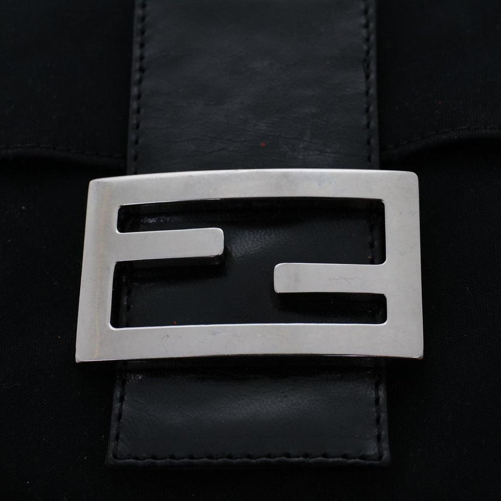 FENDI Mamma Baguette Shoulder Bag Nylon Black 45607