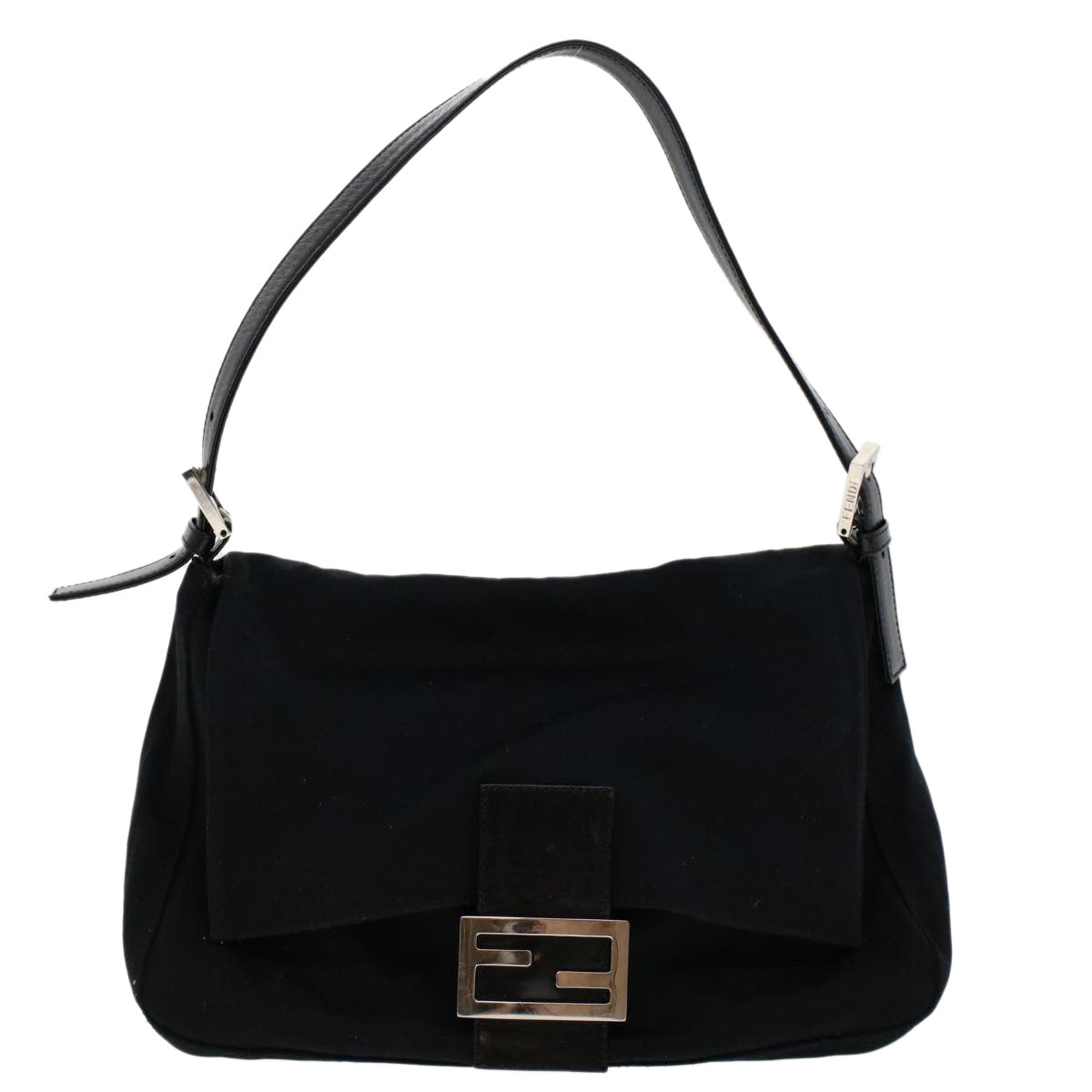 FENDI Mamma Baguette Shoulder Bag Nylon Black 45607