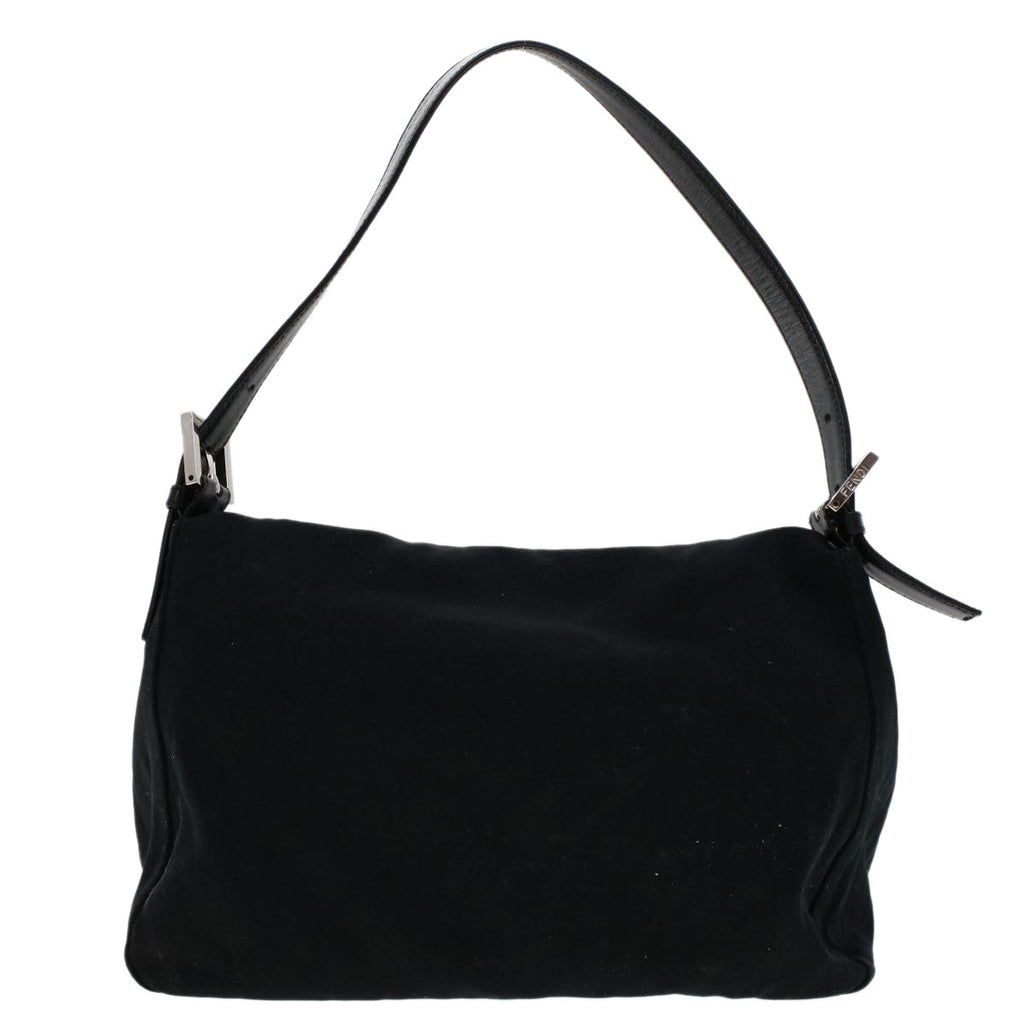 FENDI Mamma Baguette Shoulder Bag Nylon Black 45607