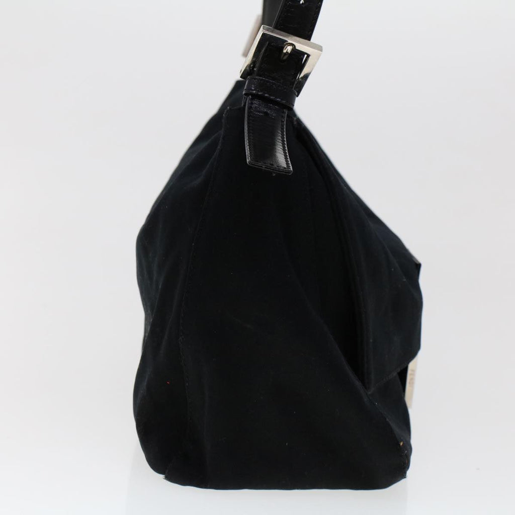 FENDI Mamma Baguette Shoulder Bag Nylon Black 45607