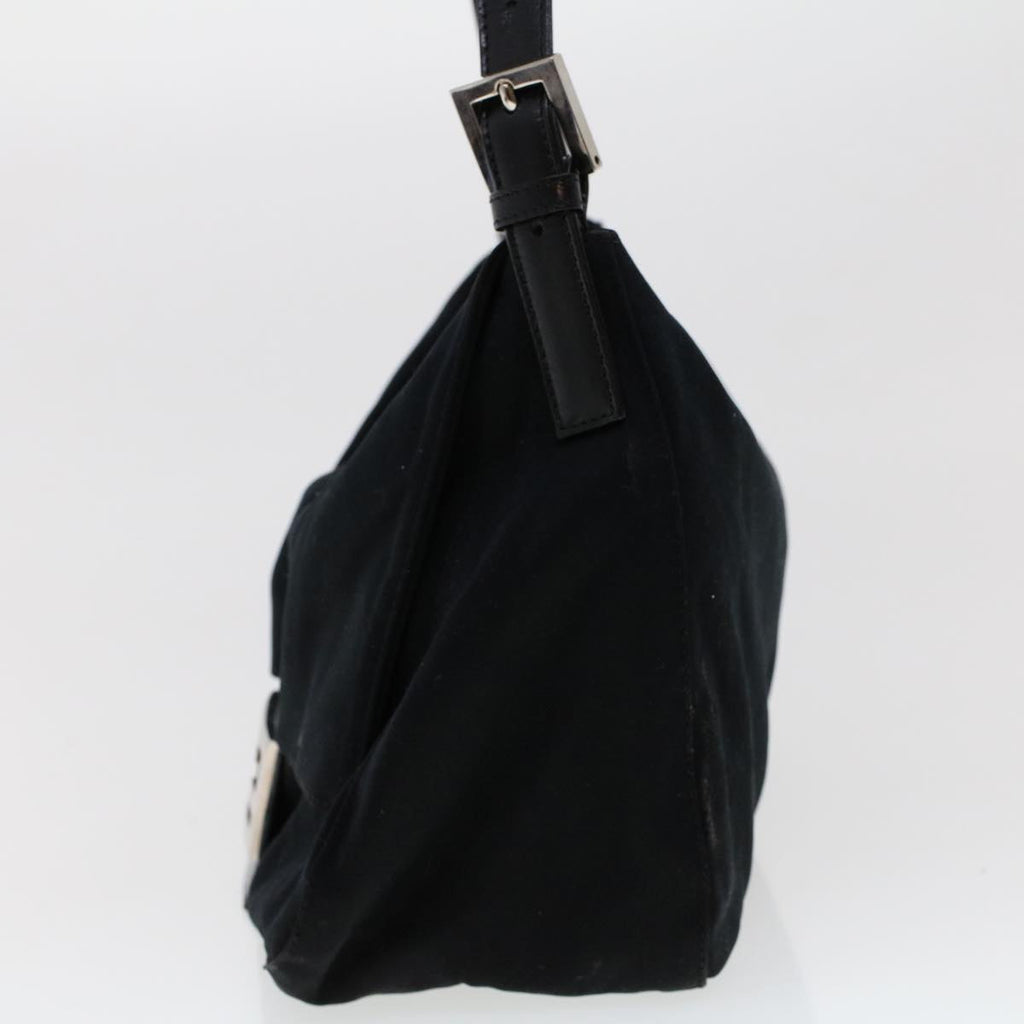 FENDI Mamma Baguette Shoulder Bag Nylon Black 45607