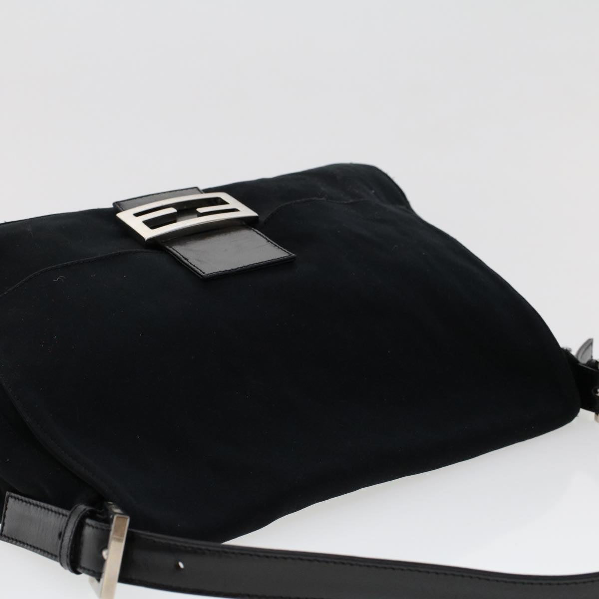 FENDI Mamma Baguette Shoulder Bag Nylon Black 45607