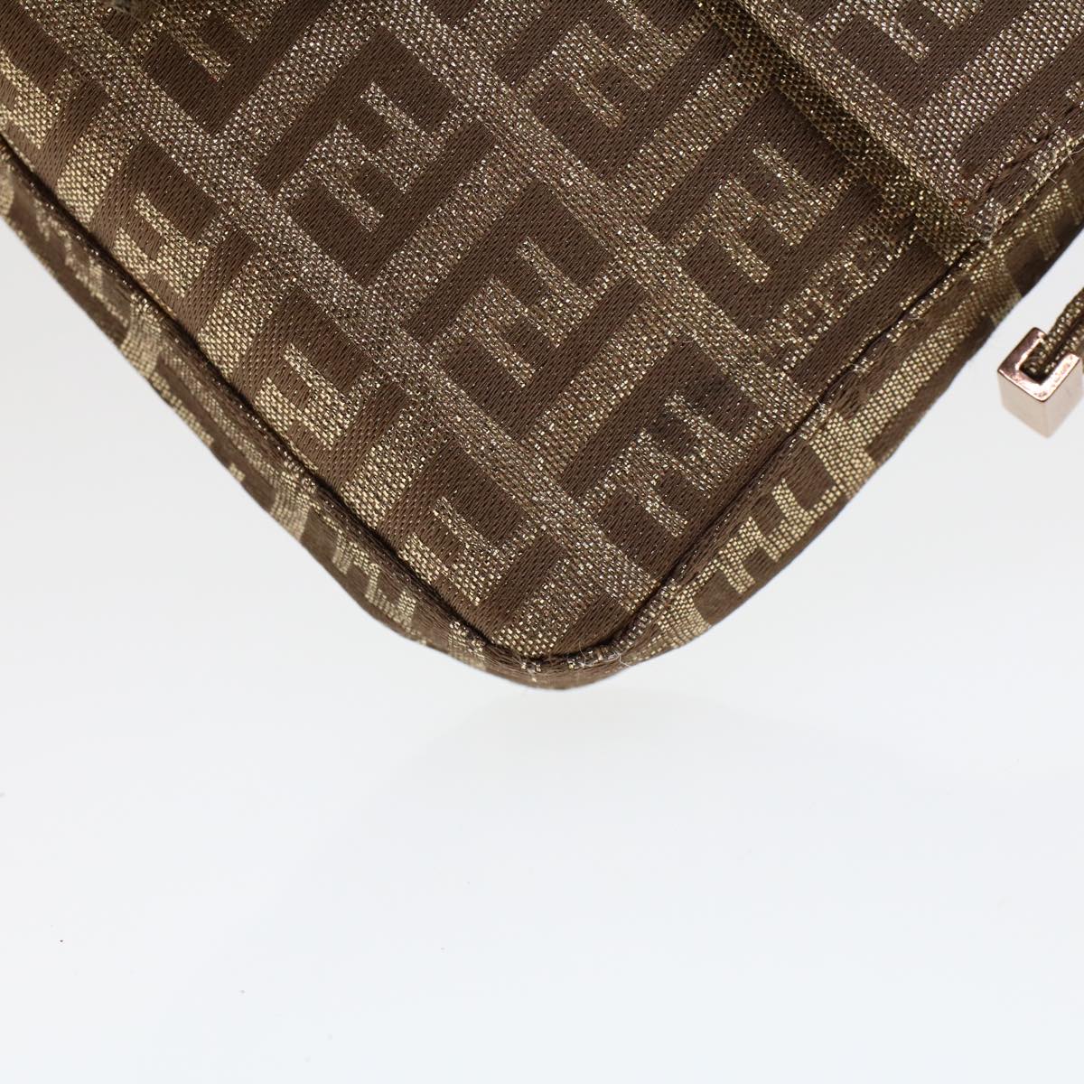 FENDI Zucchino Canvas Mini Mamma Baguette Pouch Gold Tone 45633A
