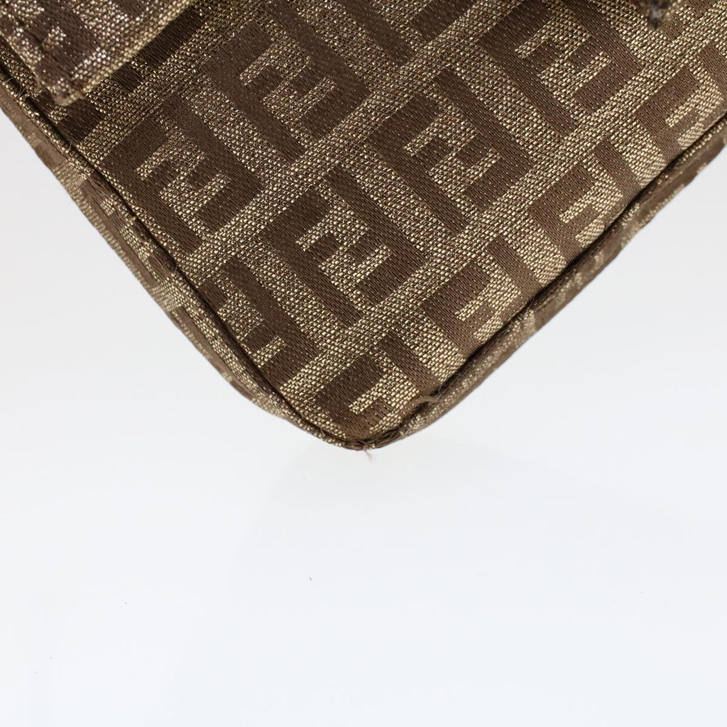 FENDI Zucchino Canvas Mini Mamma Baguette Pouch Gold Tone 45633A