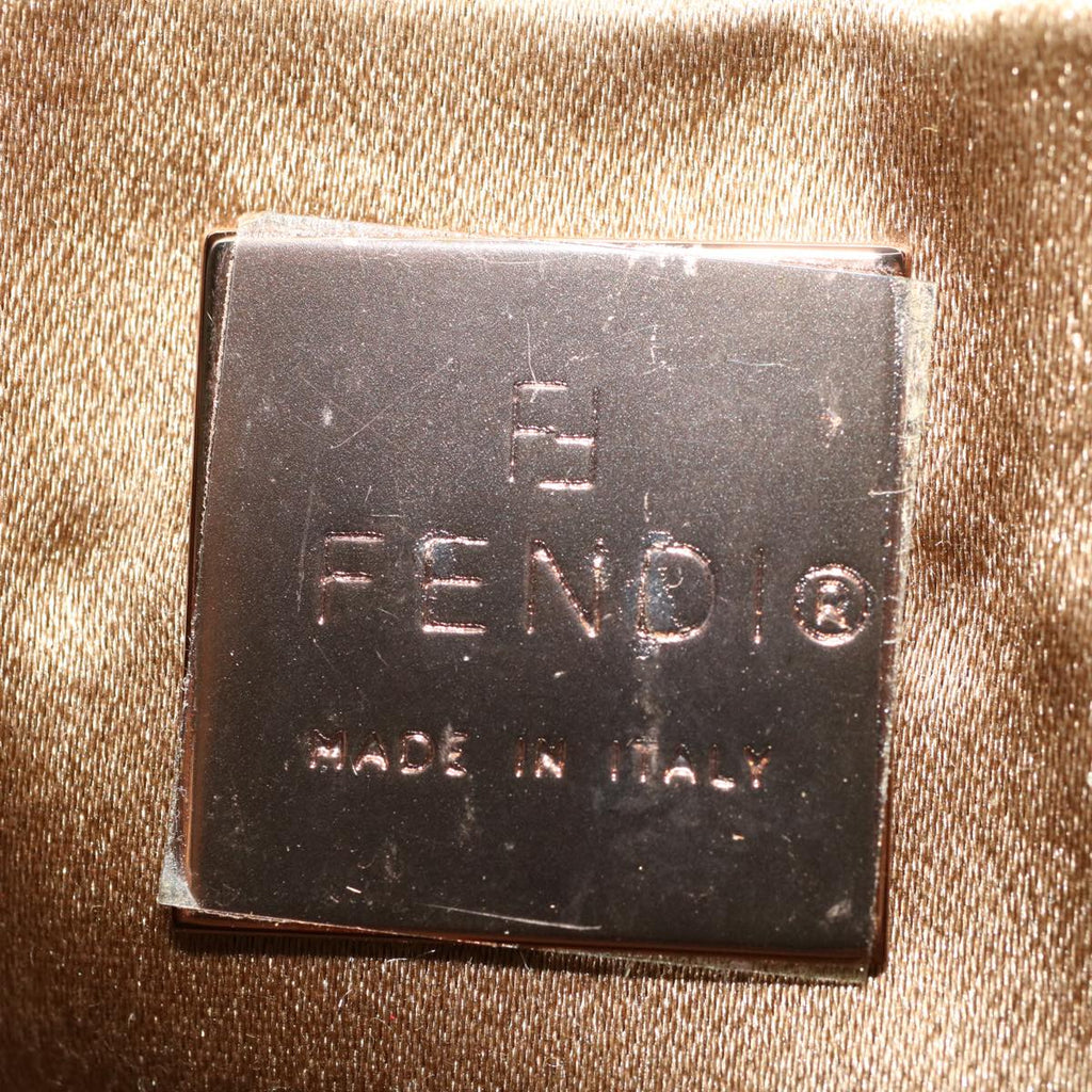 FENDI Zucchino Canvas Mini Mamma Baguette Pouch Gold Tone 45633A