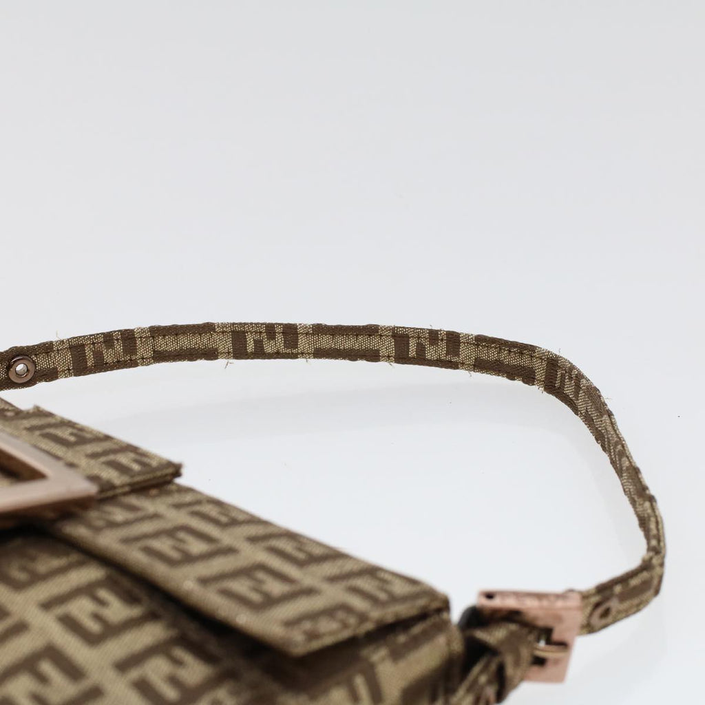 FENDI Zucchino Canvas Mini Mamma Baguette Pouch Gold Tone 45633A
