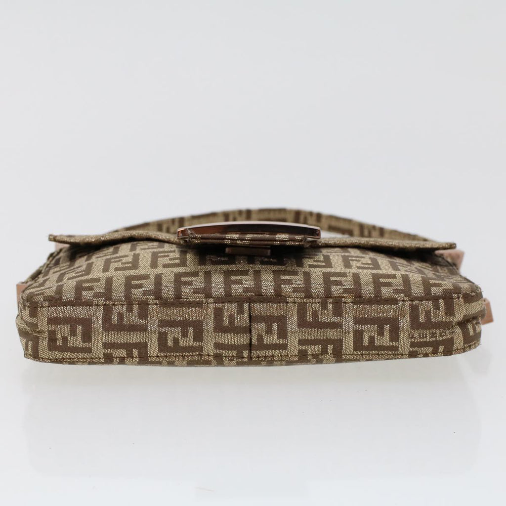 FENDI Zucchino Canvas Mini Mamma Baguette Pouch Gold Tone 45633A