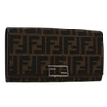 FENDI Zucca Canvas Long Wallet Black Brown 45644