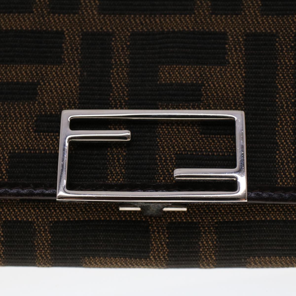 FENDI Zucca Canvas Long Wallet Black Brown 45644