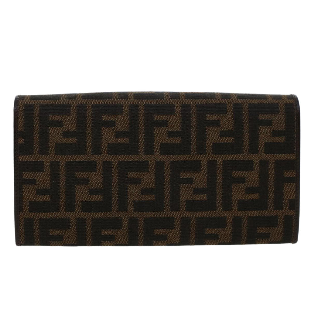 FENDI Zucca Canvas Long Wallet Black Brown 45644