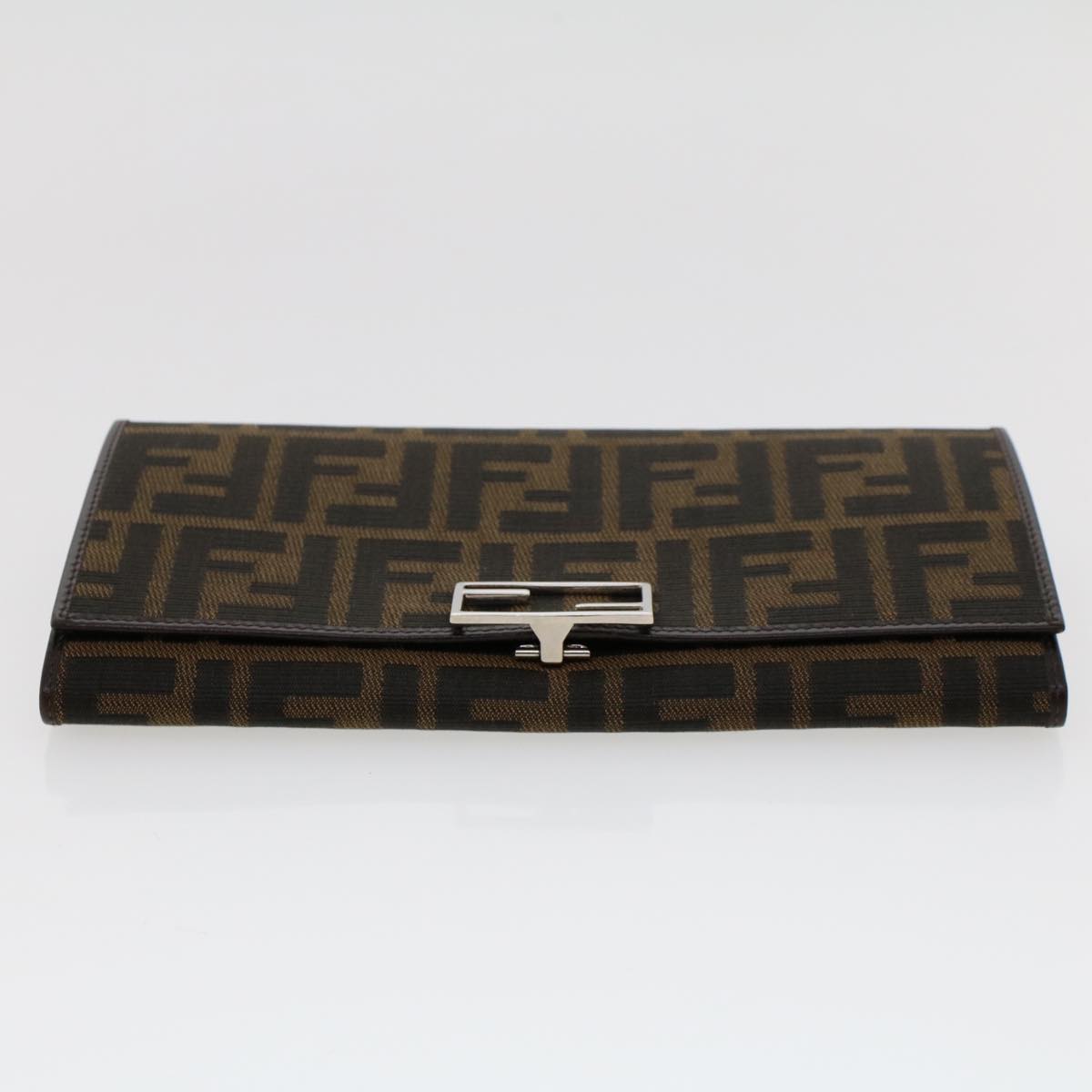 FENDI Zucca Canvas Long Wallet Black Brown 45644