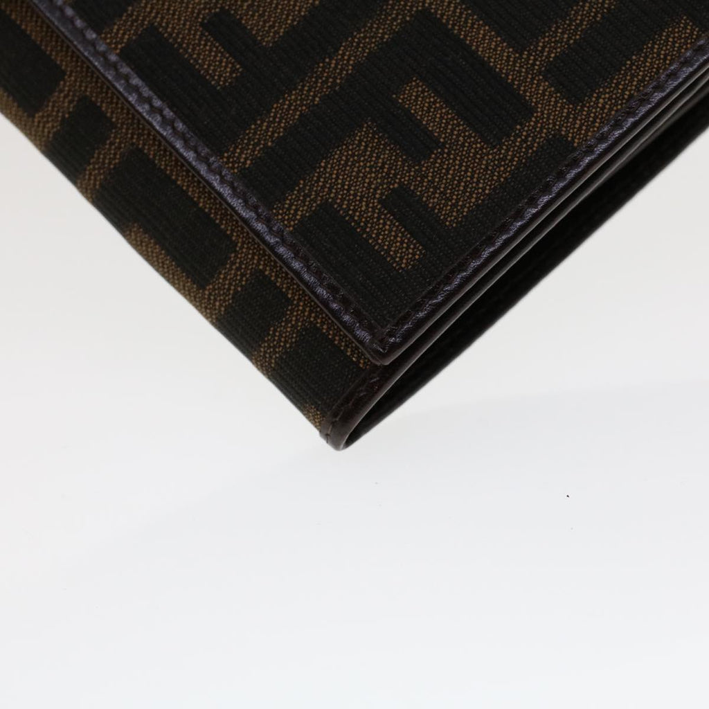 FENDI Zucca Canvas Long Wallet Black Brown 45644
