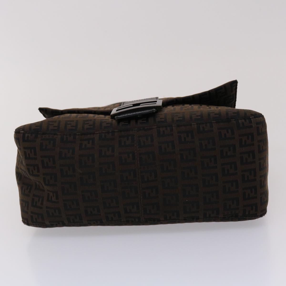FENDI Zucchino Canvas Mamma Baguette Shoulder Bag Brown 45656