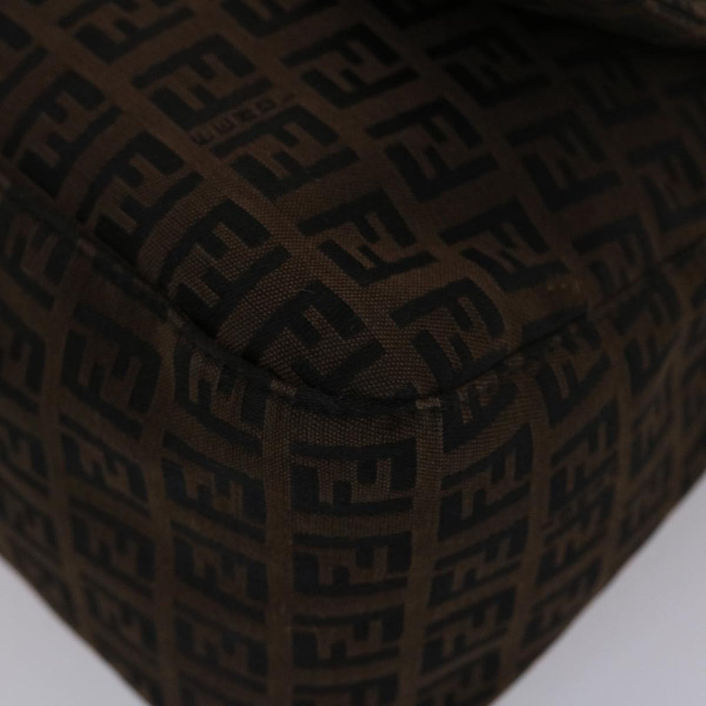 FENDI Zucchino Canvas Mamma Baguette Shoulder Bag Brown 45656