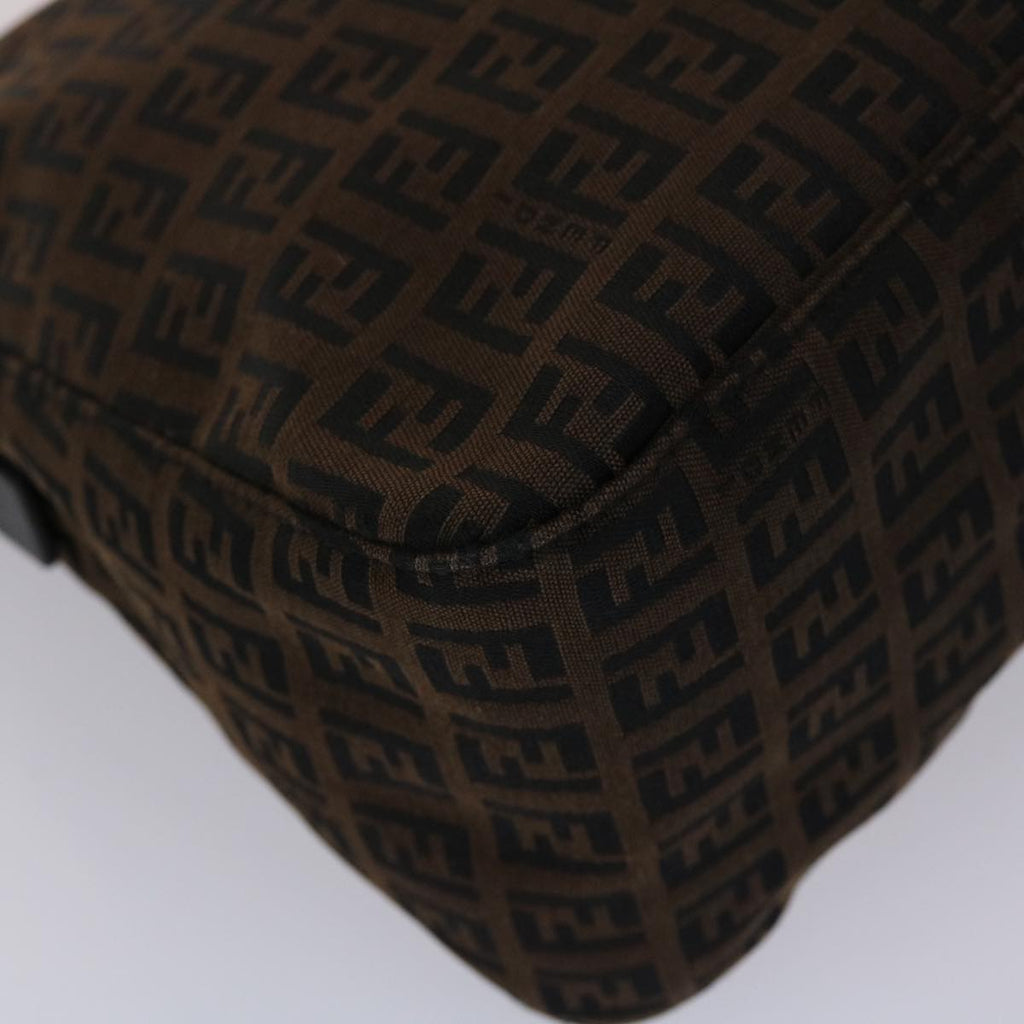 FENDI Zucchino Canvas Mamma Baguette Shoulder Bag Brown 45656