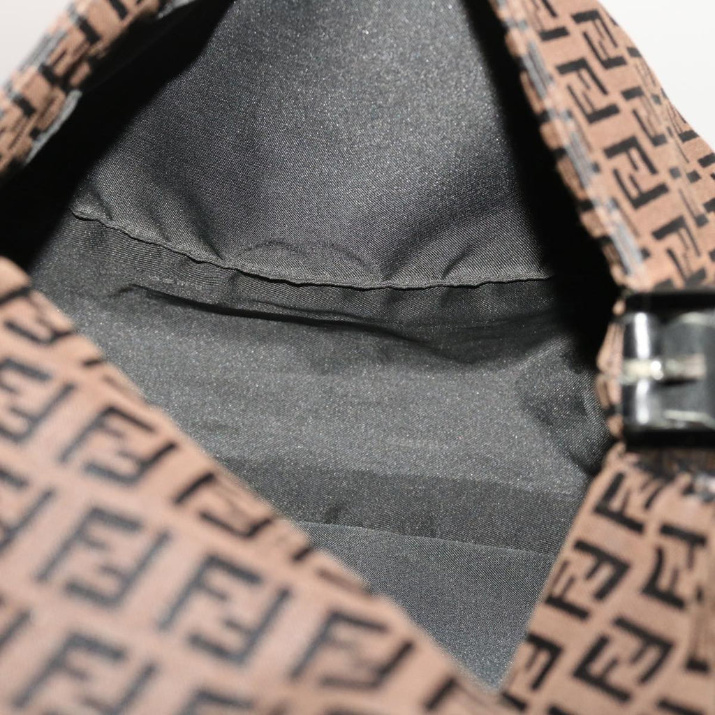 FENDI Zucchino Canvas Mamma Baguette Shoulder Bag Brown 45656