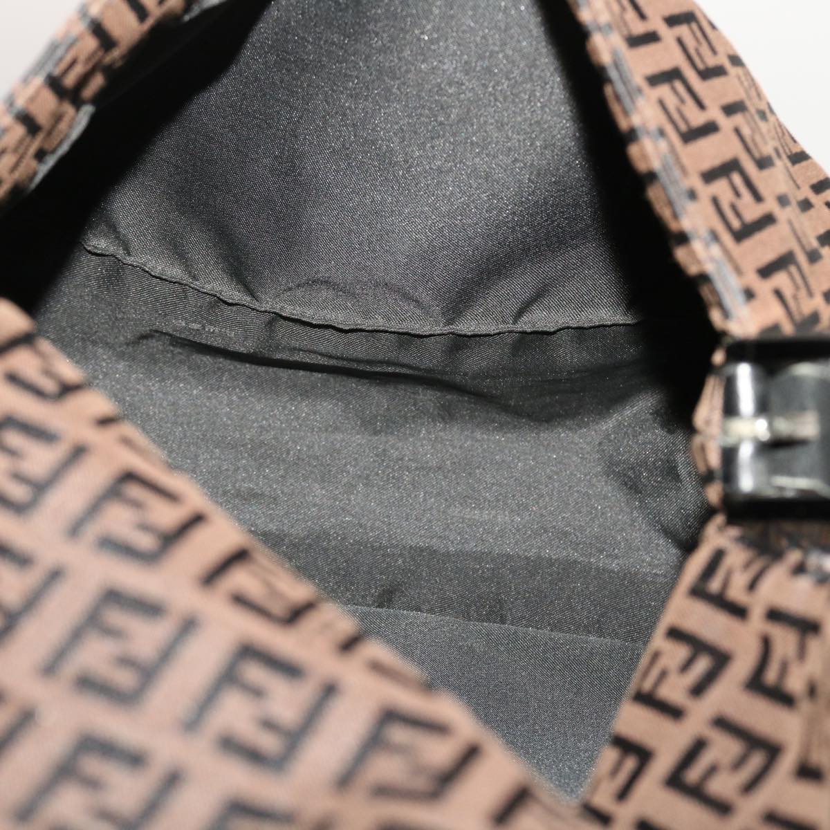FENDI Zucchino Canvas Mamma Baguette Shoulder Bag Brown 45656