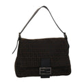 FENDI Zucchino Canvas Mamma Baguette Shoulder Bag Brown 45656