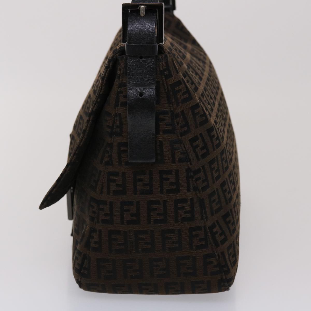 FENDI Zucchino Canvas Mamma Baguette Shoulder Bag Brown 45656