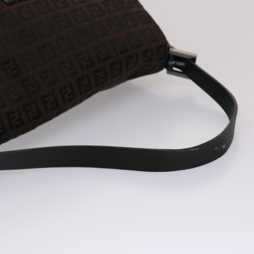 FENDI Zucchino Canvas Mamma Baguette Shoulder Bag Brown 45656