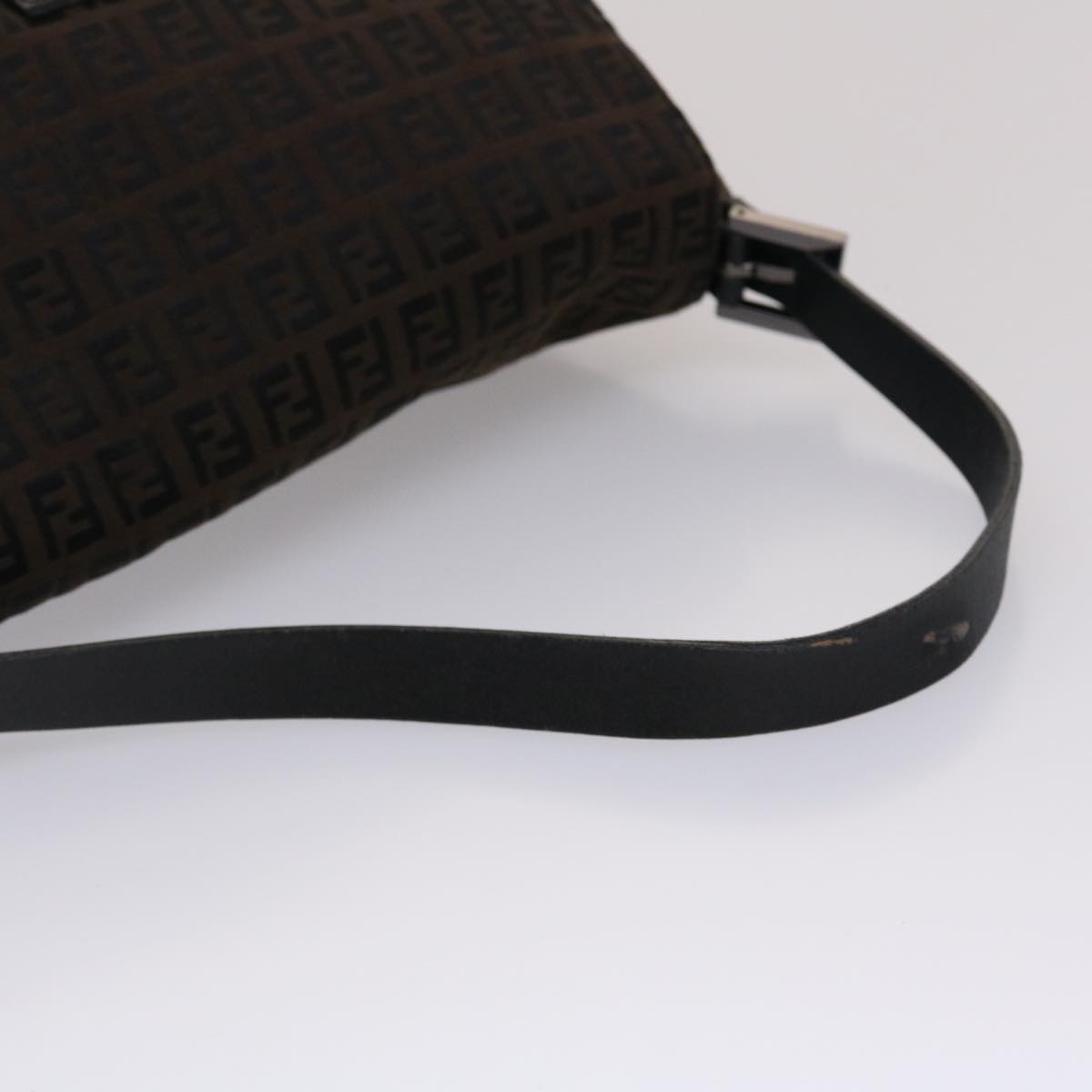 FENDI Zucchino Canvas Mamma Baguette Shoulder Bag Brown 45656