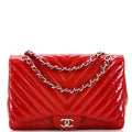 CHANEL Classic Single Flap Bag Chevron Patent Maxi