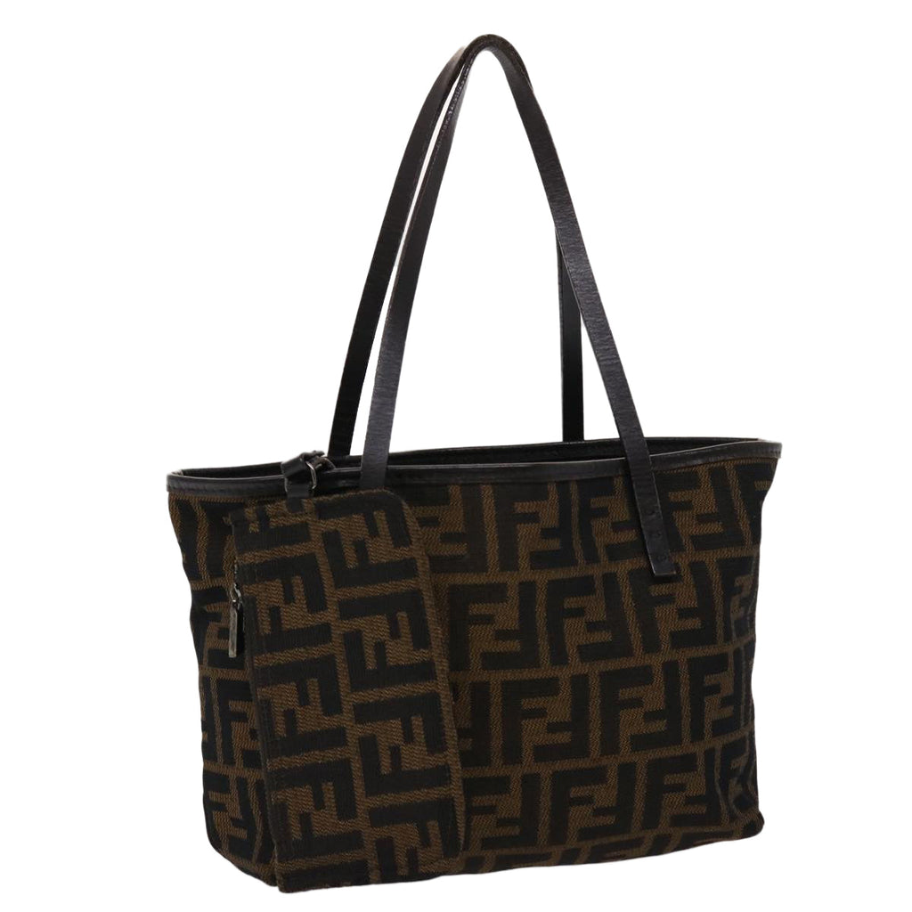 FENDI Zucca Canvas Shoulder Bag Black Brown 45705