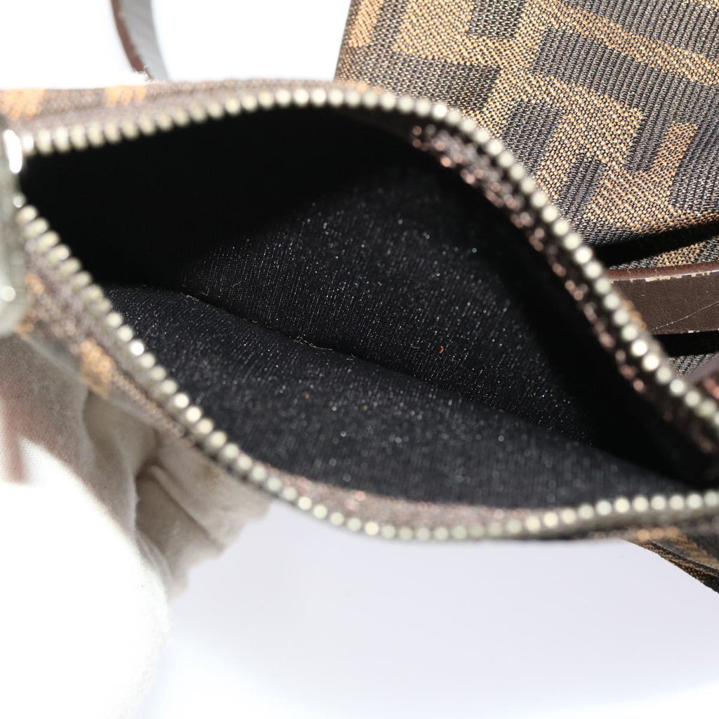 FENDI Zucca Canvas Shoulder Bag Black Brown 45705