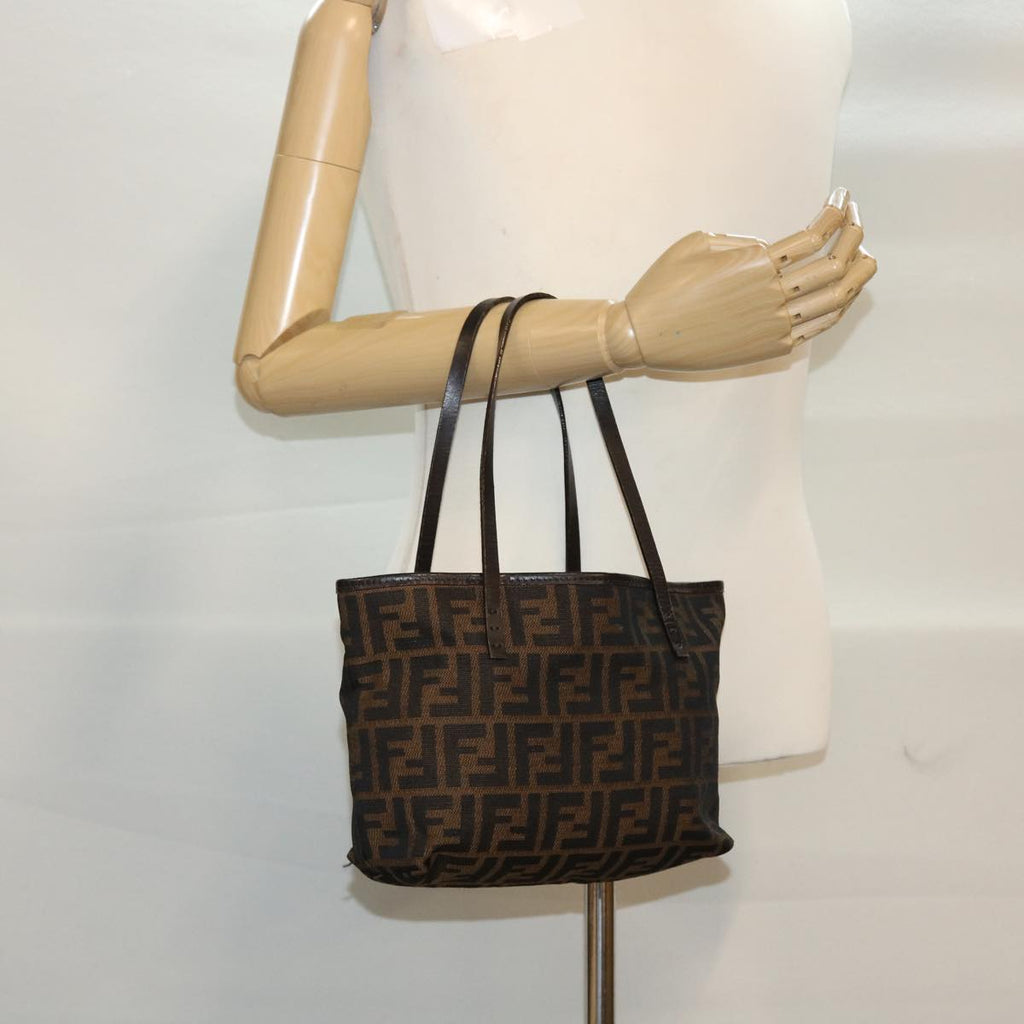 FENDI Zucca Canvas Shoulder Bag Black Brown 45705