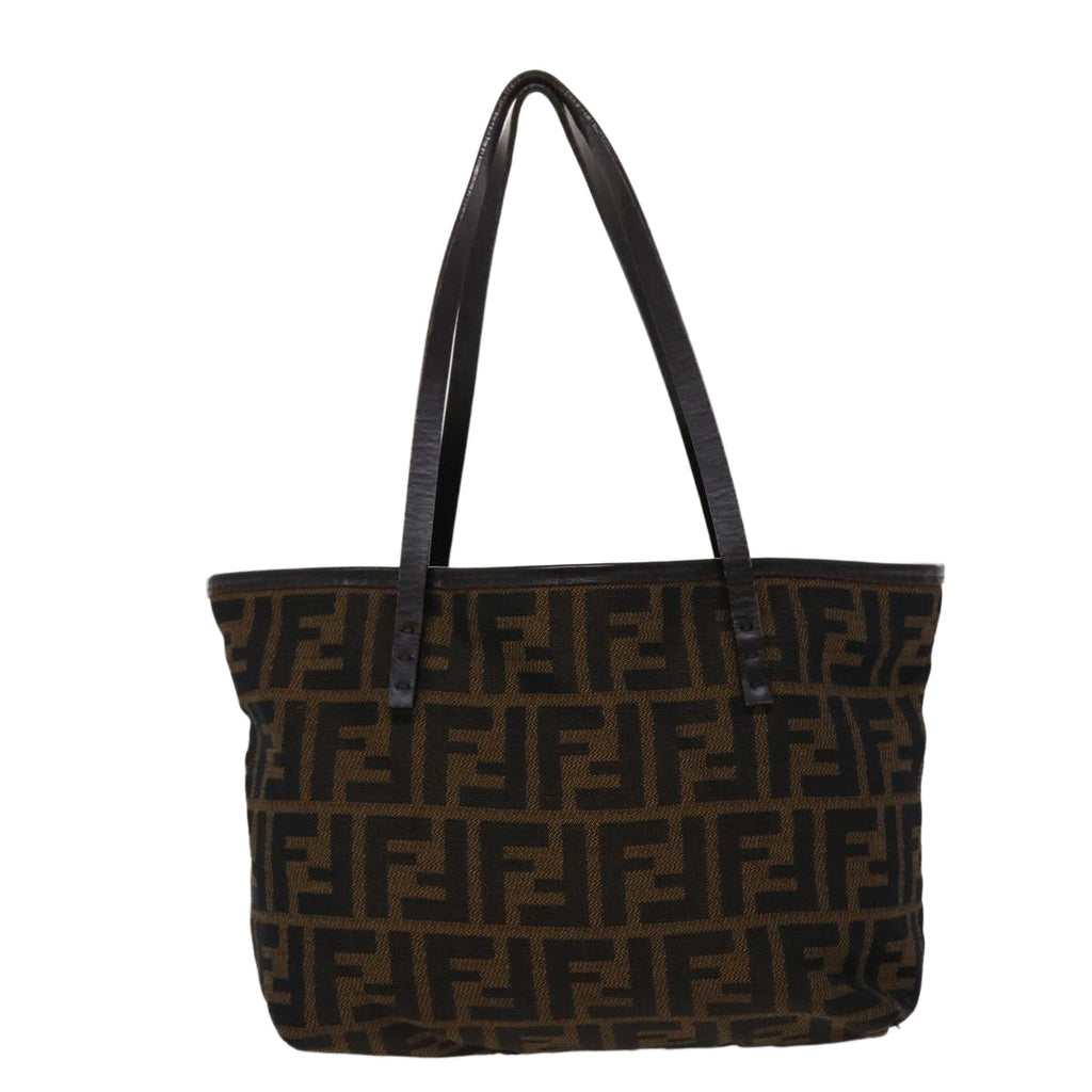 FENDI Zucca Canvas Shoulder Bag Black Brown 45705