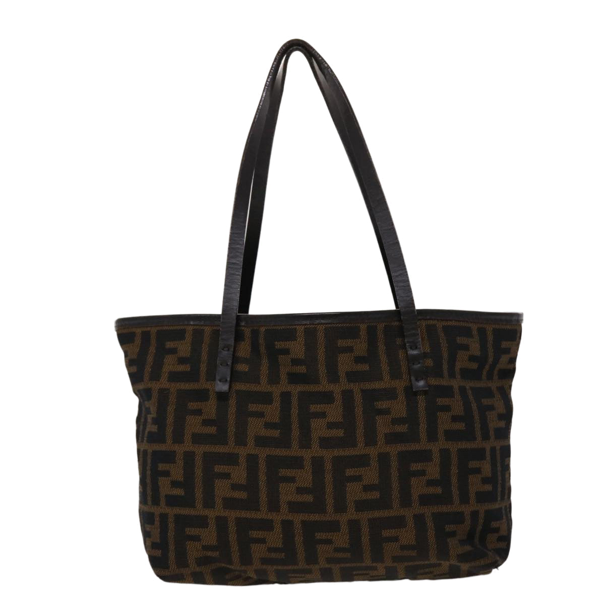 FENDI Zucca Canvas Shoulder Bag Black Brown 45705
