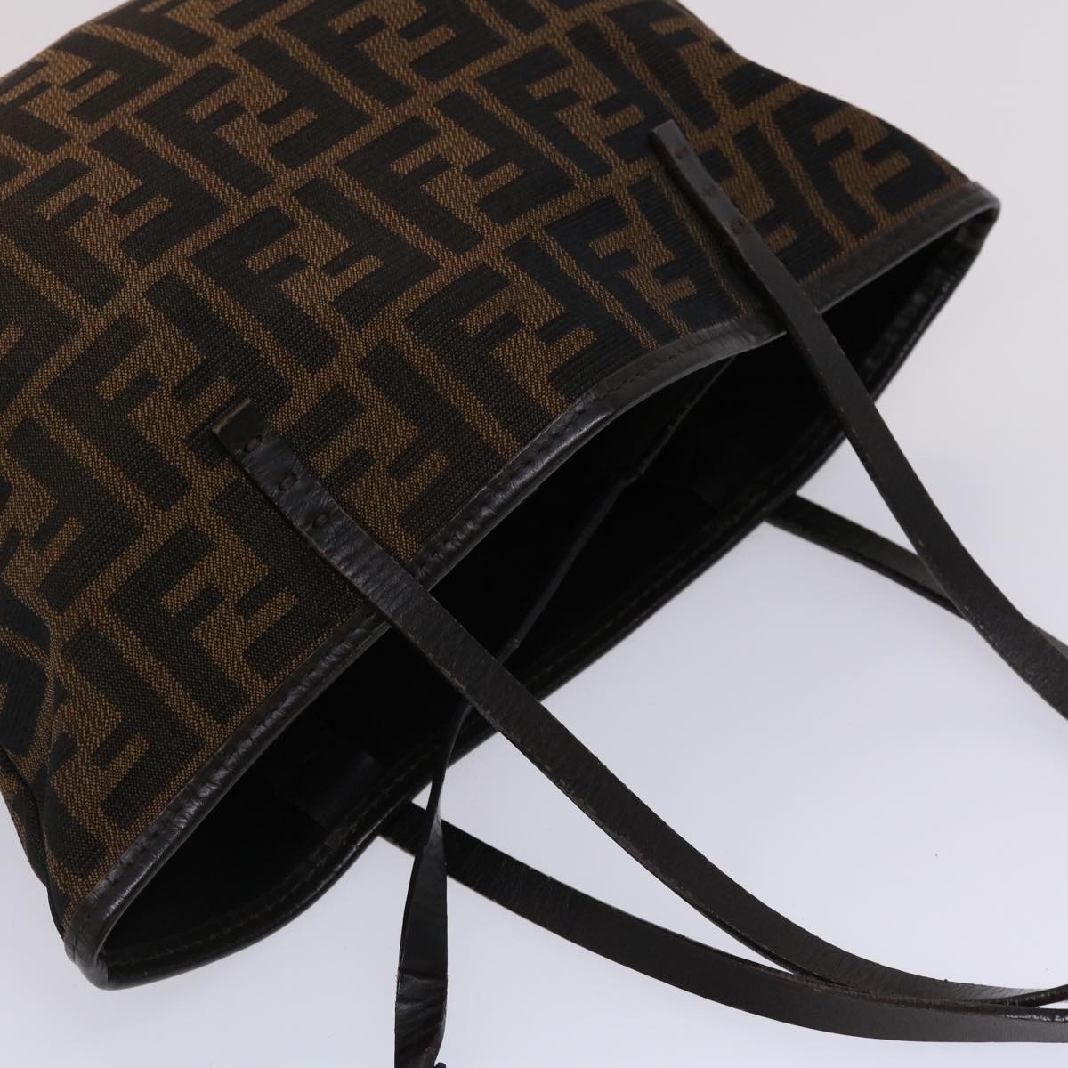 FENDI Zucca Canvas Shoulder Bag Black Brown 45705